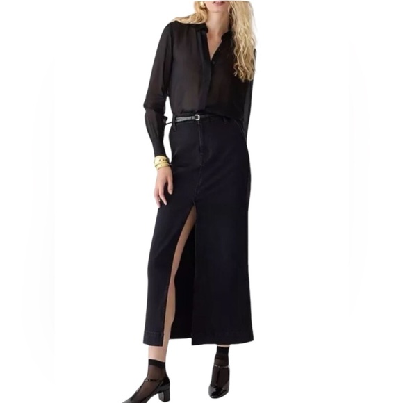 NWT J. Crew Denim Maxi Skirt In Washed Black Size 27 - Picture 3 of 16